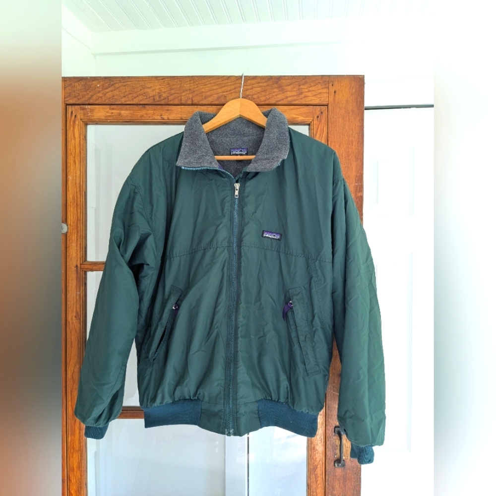 Vintage Men's Patagonia Coat Green Fleece-lined 90s